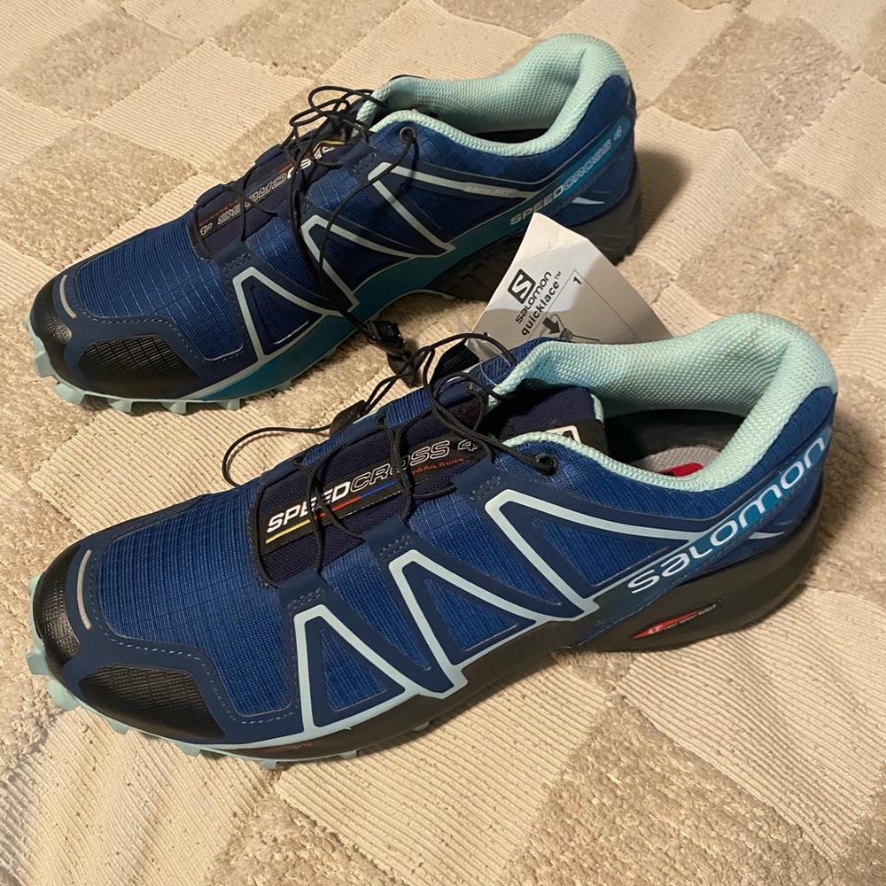 Salomon Speedcross 4 Women's Trail Runners, Women’s Size 10, Navy and Teal